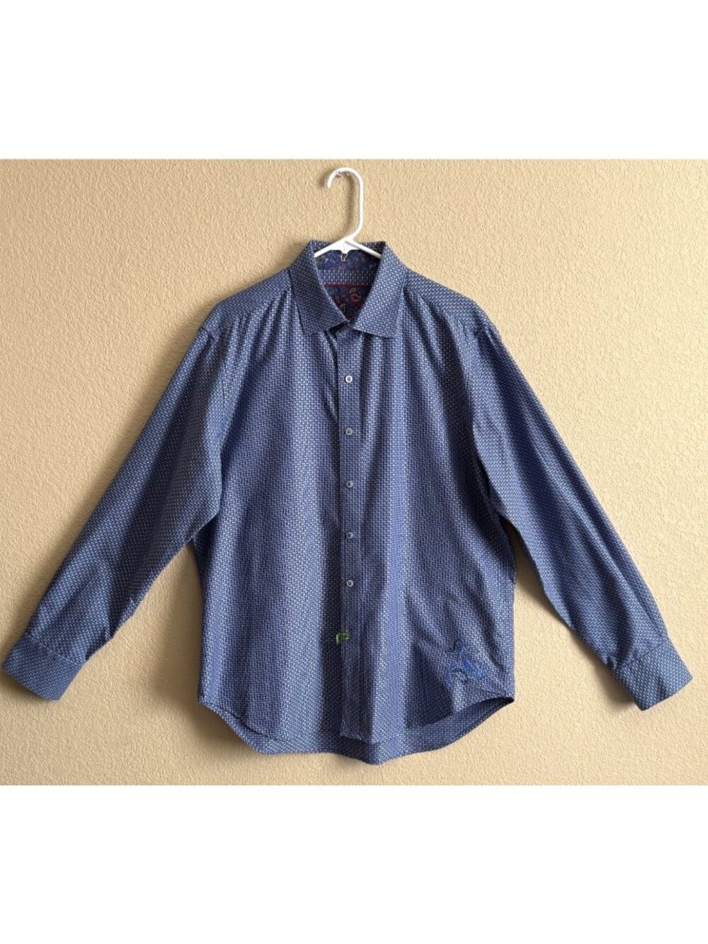 Robert Graham Men's Long Sleeve Button-Up Shirt With Paisley Accents Blue